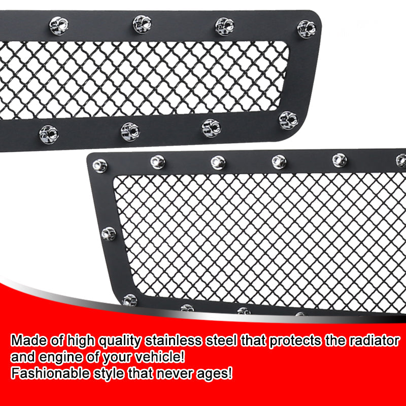 2015-2018 Chevrolet Suburban/Tahoe Rivet Style Black Stainless Steel 2PC Mesh Grille Insert