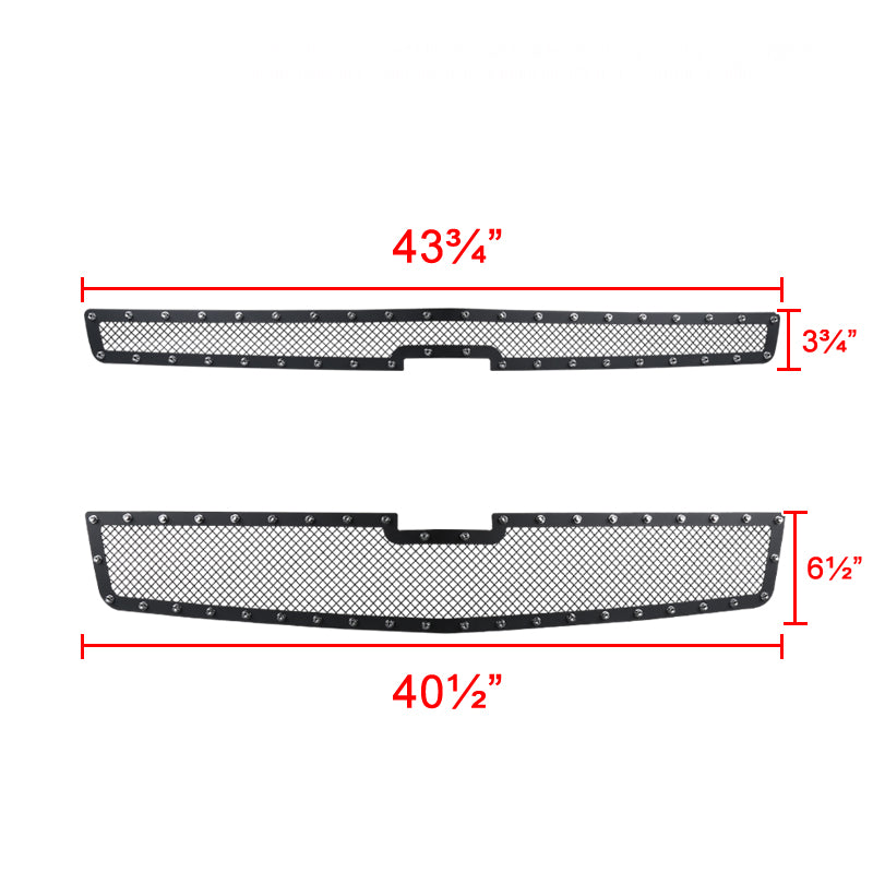 2015-2018 Chevrolet Suburban/Tahoe Rivet Style Black Stainless Steel 2PC Mesh Grille Insert