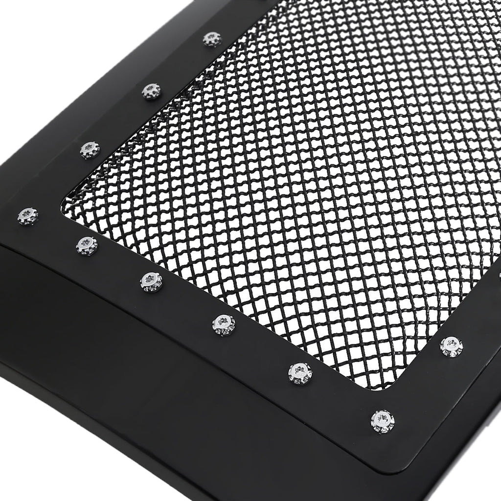 2009-2014 Ford F-150 Glossy Black ABS Rivet Style Grille w/ Stainless Steel Mesh