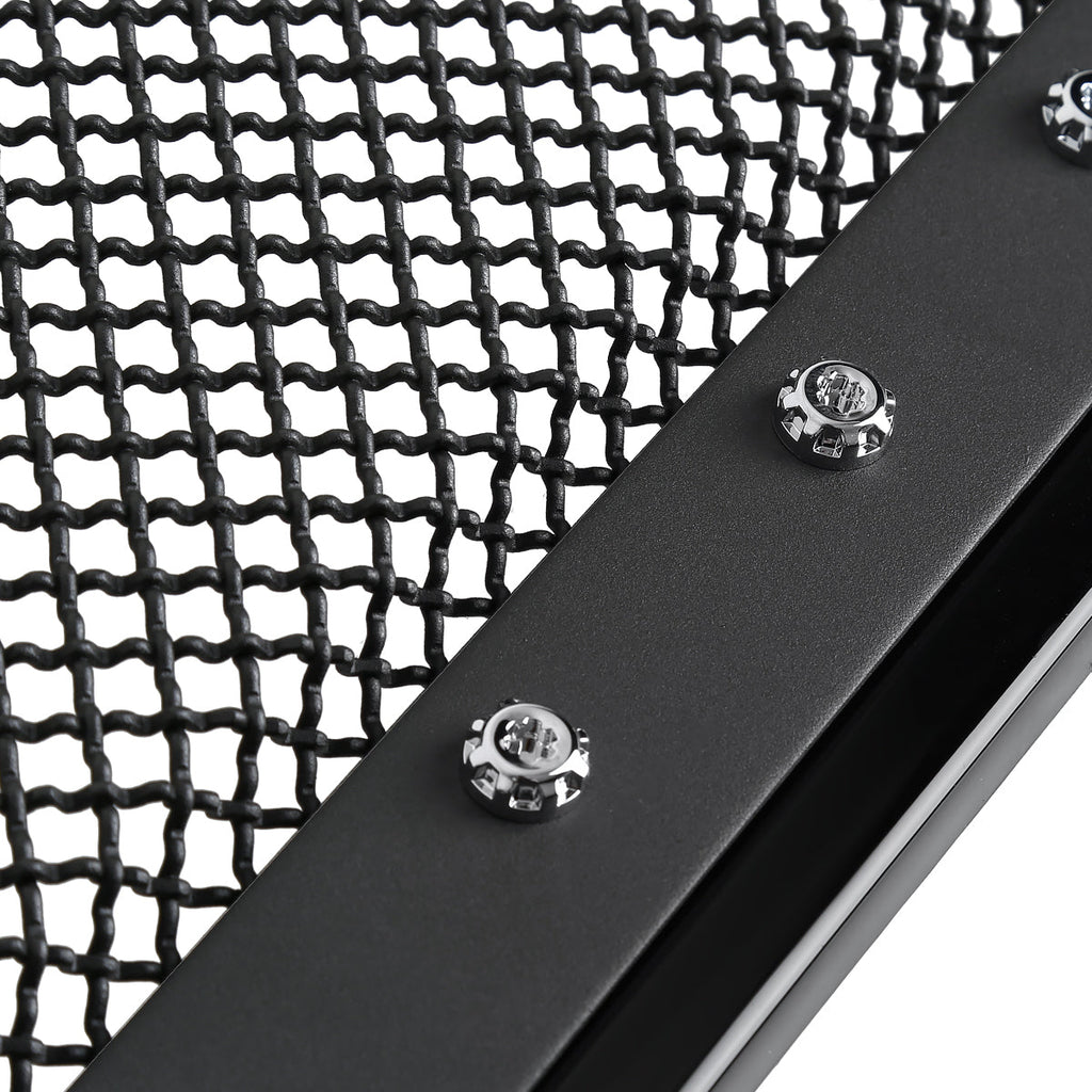 2009-2014 Ford F-150 Glossy Black ABS Rivet Style Grille w/ Stainless Steel Mesh