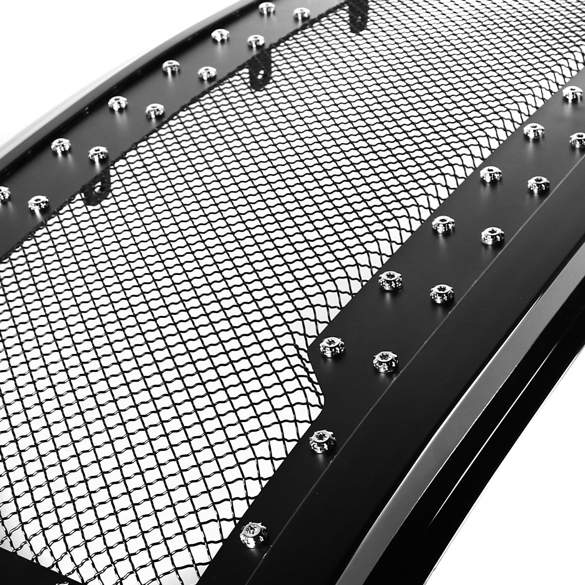 2015-2017 Ford F-150 Glossy Black ABS Rivet Style Grille w/ Stainless Steel Mesh