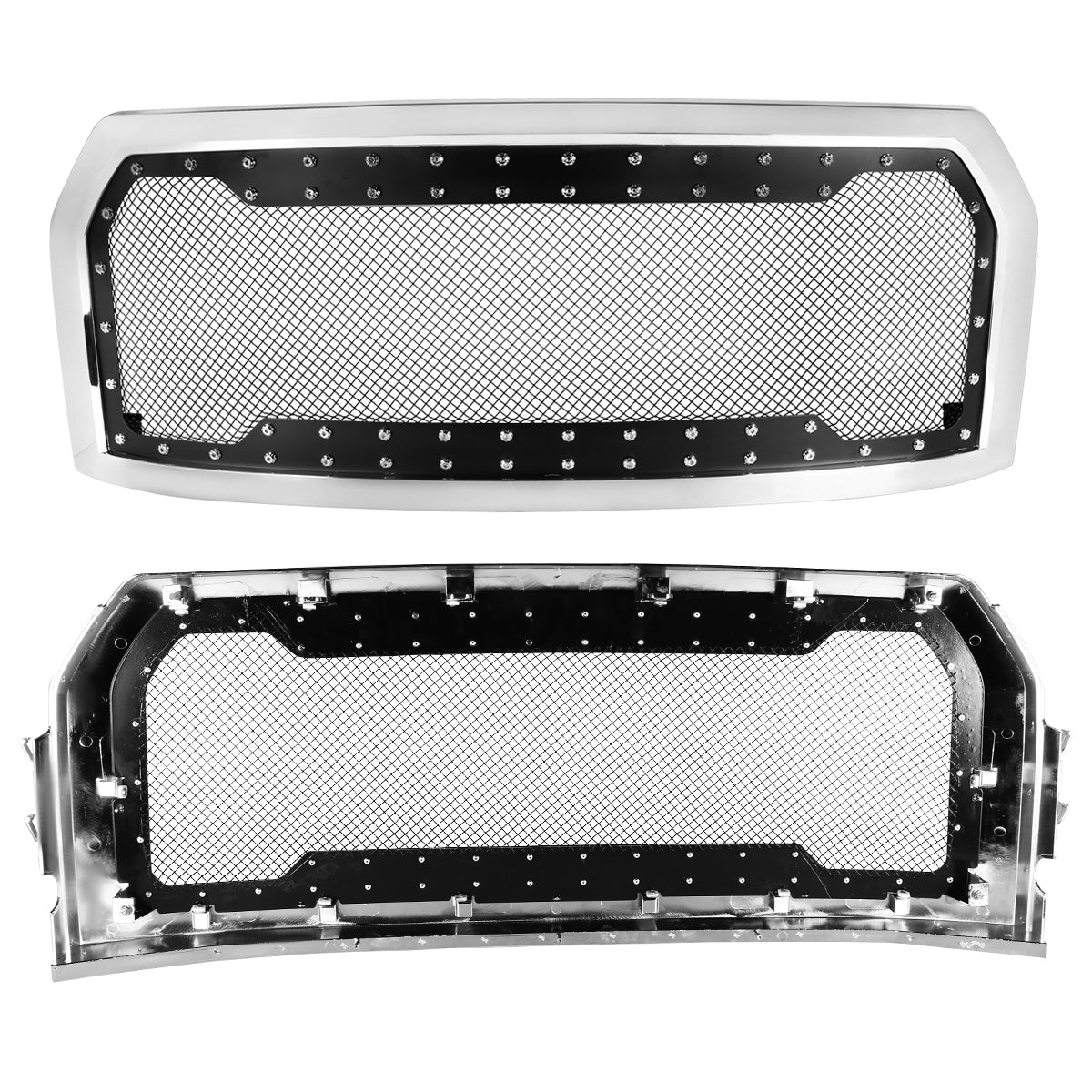 2015-2017 Ford F-150 Chrome ABS Rivet Style Grille w/ Stainless Steel Mesh