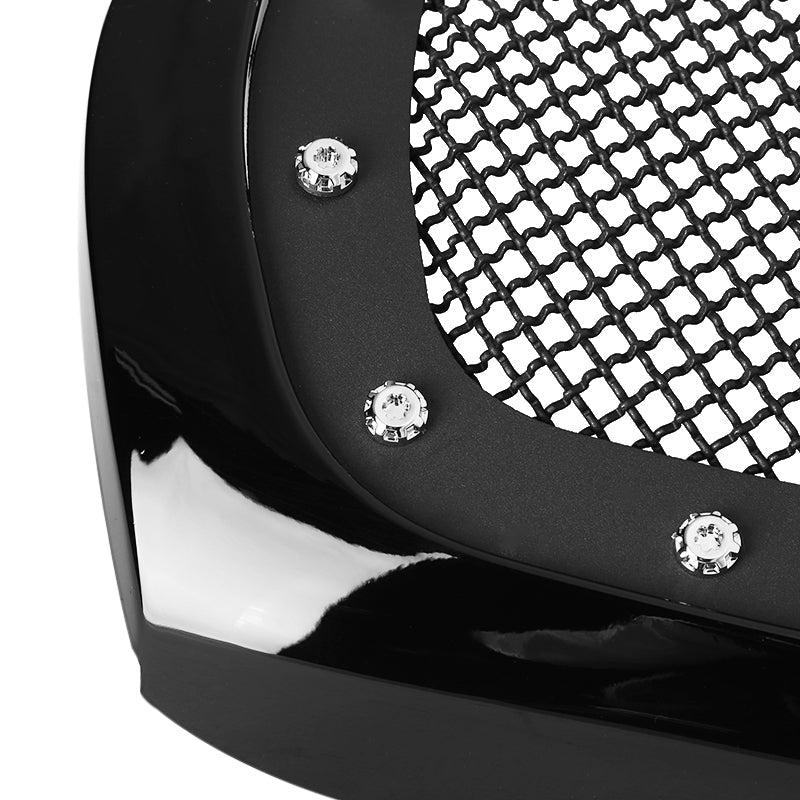 1999-2004 Ford F-250/F-350/Excursion Black ABS Rivet Style Grille w/ Stainless Steel Mesh