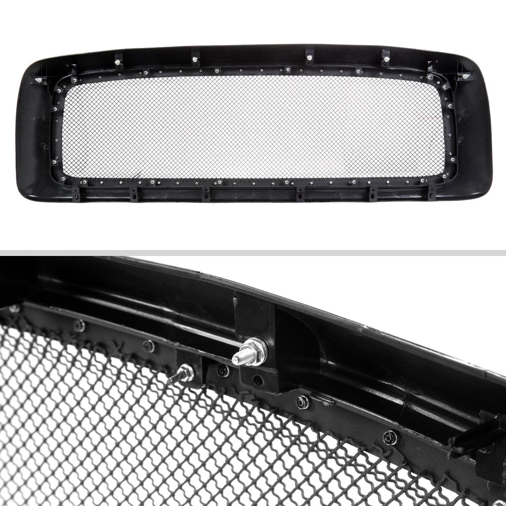 2002-2005 Dodge RAM 1500/ 2003-2005 RAM 2500/3500 Glossy Black 1PC Rivet Mesh Style Front Grille