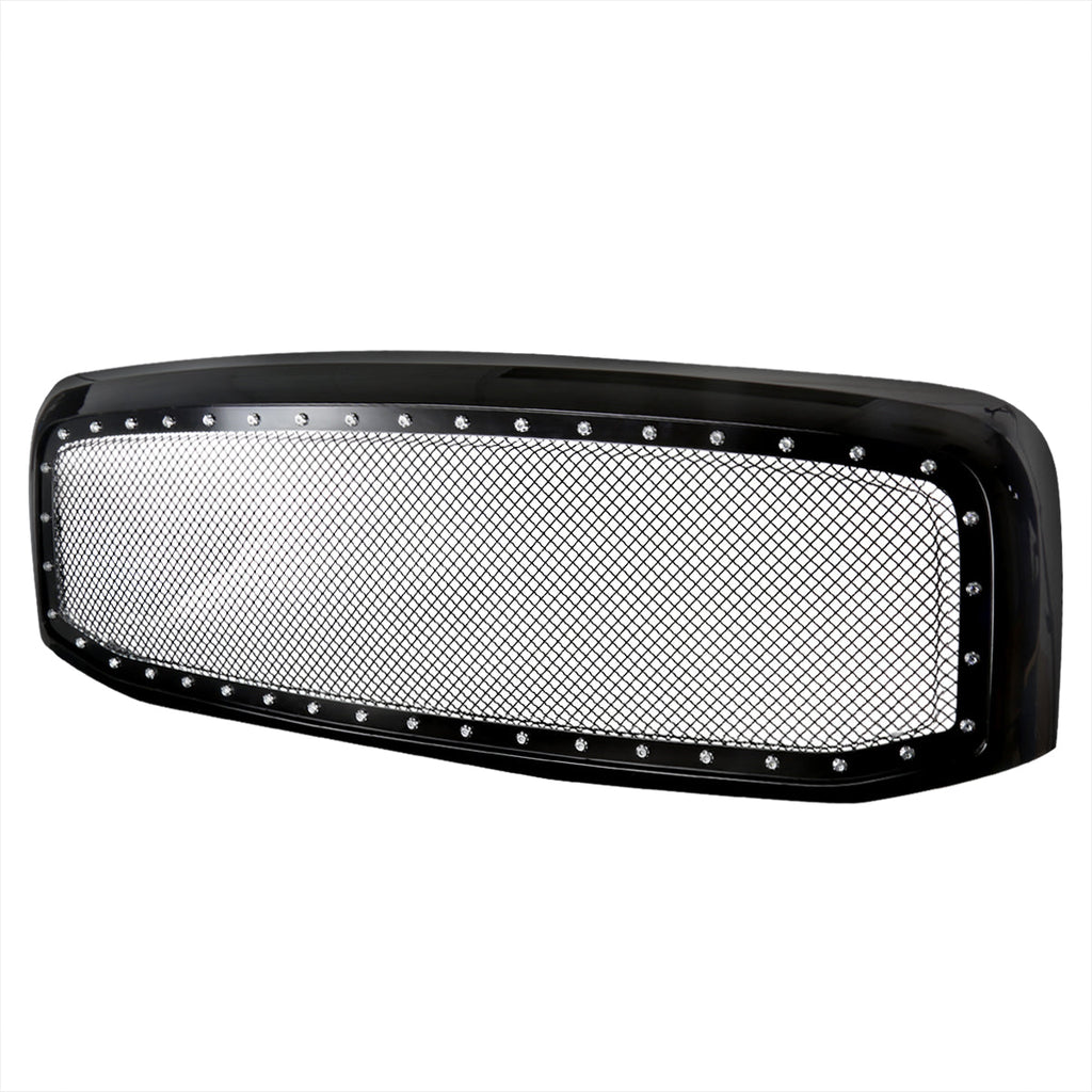 2006-2008 Dodge RAM Glossy Black ABS Rivet Style Grille w/ Stainless Steel Mesh