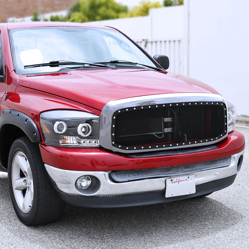 2006-2008 Dodge RAM Chrome ABS Rivet Style Grille w/ Stainless Steel Mesh