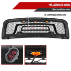 2009-2012 Dodge RAM 1500 Rebel Style Front hood Grille w/ Amber LED Lights