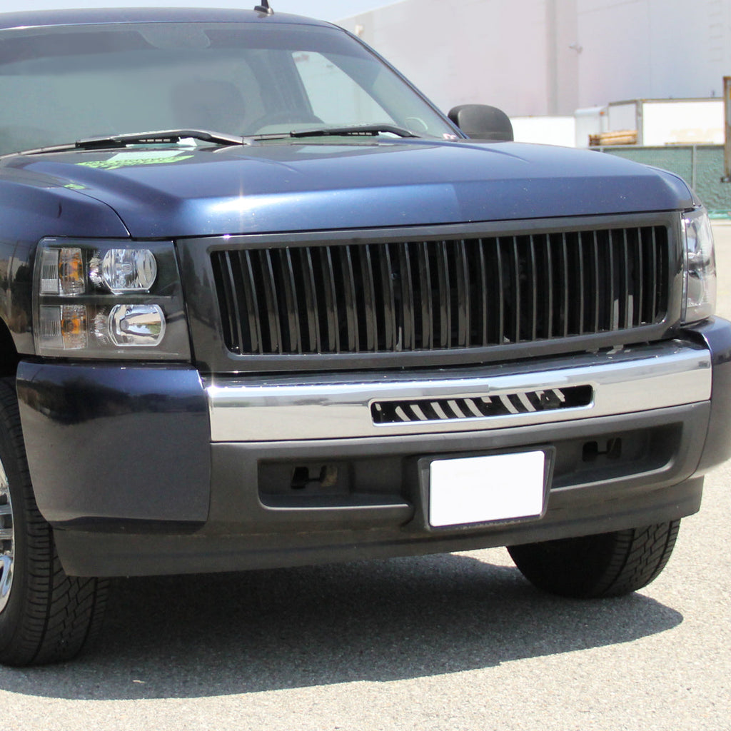 2007-2013 Chevrolet Silverado 1500 Glossy Black ABS Vertical Grille