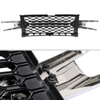2019-2022 Chevrolet Silverado 1500 LT Glossy Black Honeycomb Hood Grille w/ Chrome Trim
