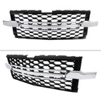 2019-2022 Chevrolet Silverado 1500 WT Glossy Black Honeycomb Hood Grille w/ Chrome Trim