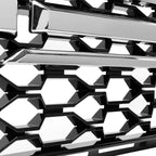 2019-2022 Chevrolet Silverado 1500 WT Glossy Black Honeycomb Hood Grille w/ Chrome Trim