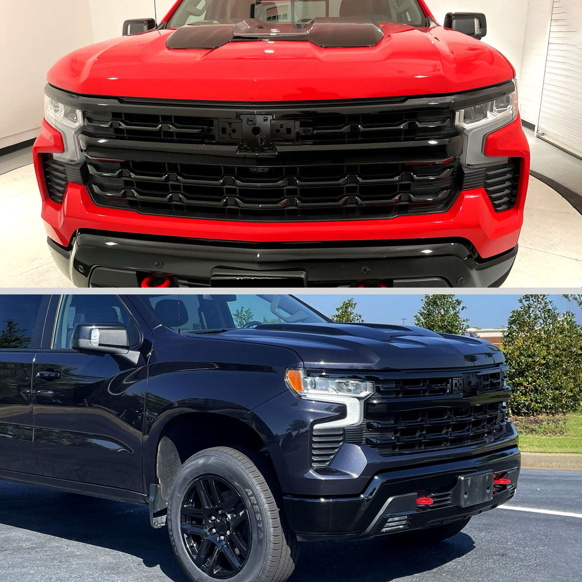 2022-2026 Chevrolet Silverado 1500 Glossy Black Mesh Front Upper Hood Grille