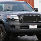 2005-2011 Toyota Tacoma Glossy Black ABS Rivet Style Grille w/ Stainless Steel Mesh
