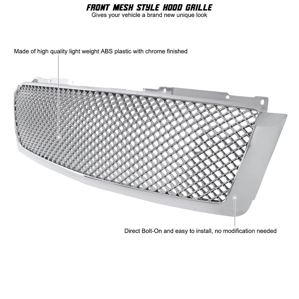 2007-2013 Chevrolet Avalanche/ 2007-2014 Tahoe Suburban Chrome ABS Honeycomb Mesh Grille