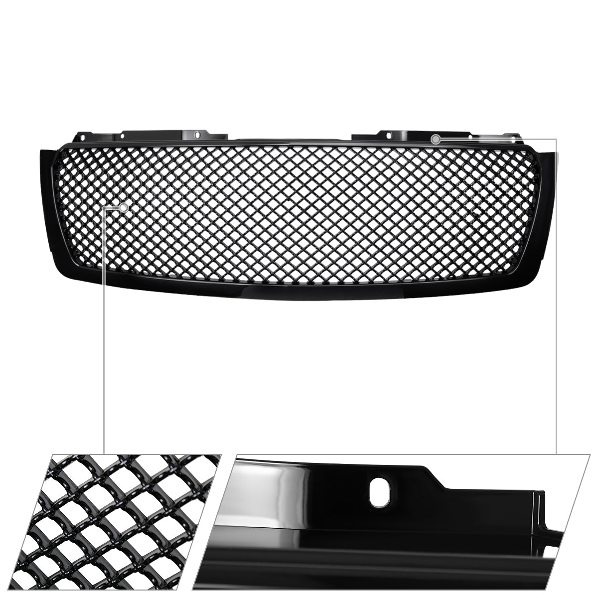 2007-2013 Chevrolet Avalanche/ 2007-2014 Tahoe Suburban Glossy Black ABS Honeycomb Mesh Grille