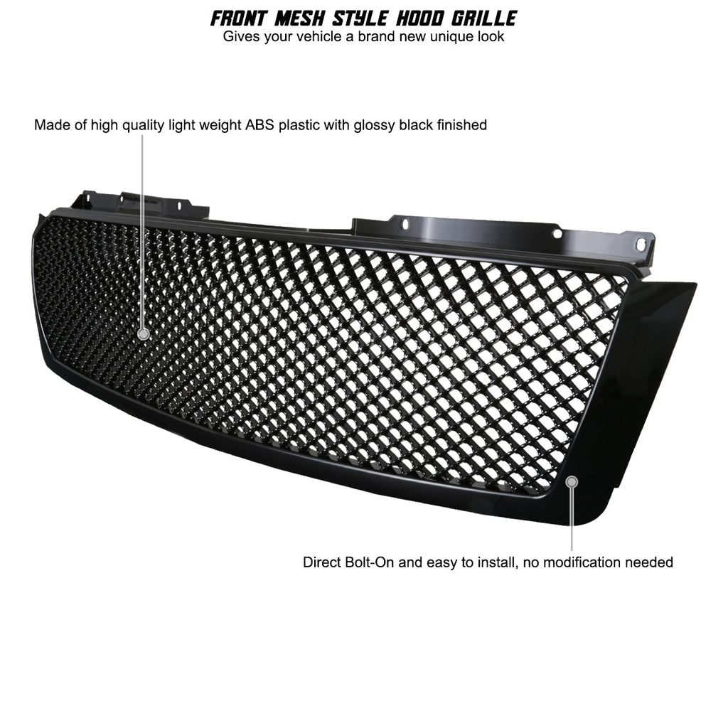 2007-2013 Chevrolet Avalanche/ 2007-2014 Tahoe Suburban Glossy Black ABS Honeycomb Mesh Grille