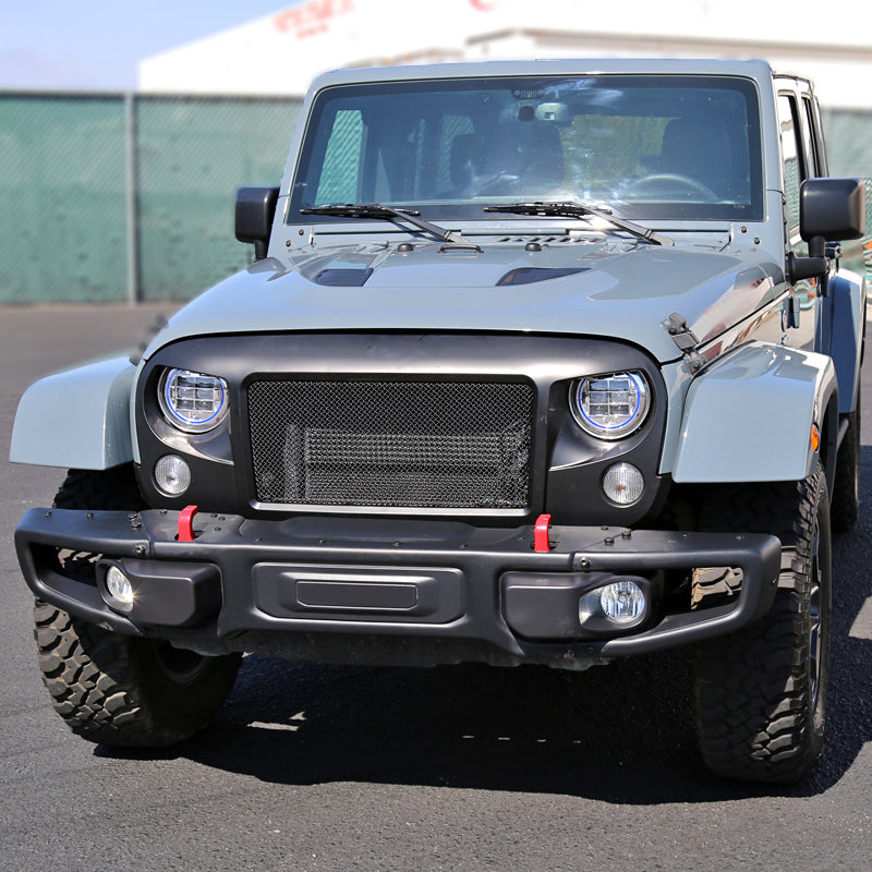 2007-2018 Jeep Wrangler Matte Black ABS Mesh Grille