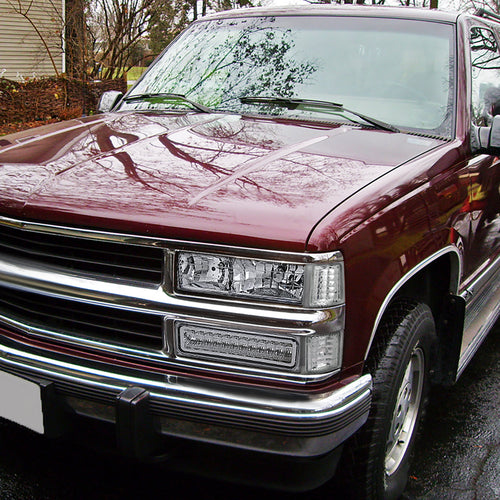 1988-1998 Chevrolet C/K Blazer/Tahoe/Silverado GMC Sierra/Yukon LED Bumper Lights (Chrome Housing/Clear Lens)