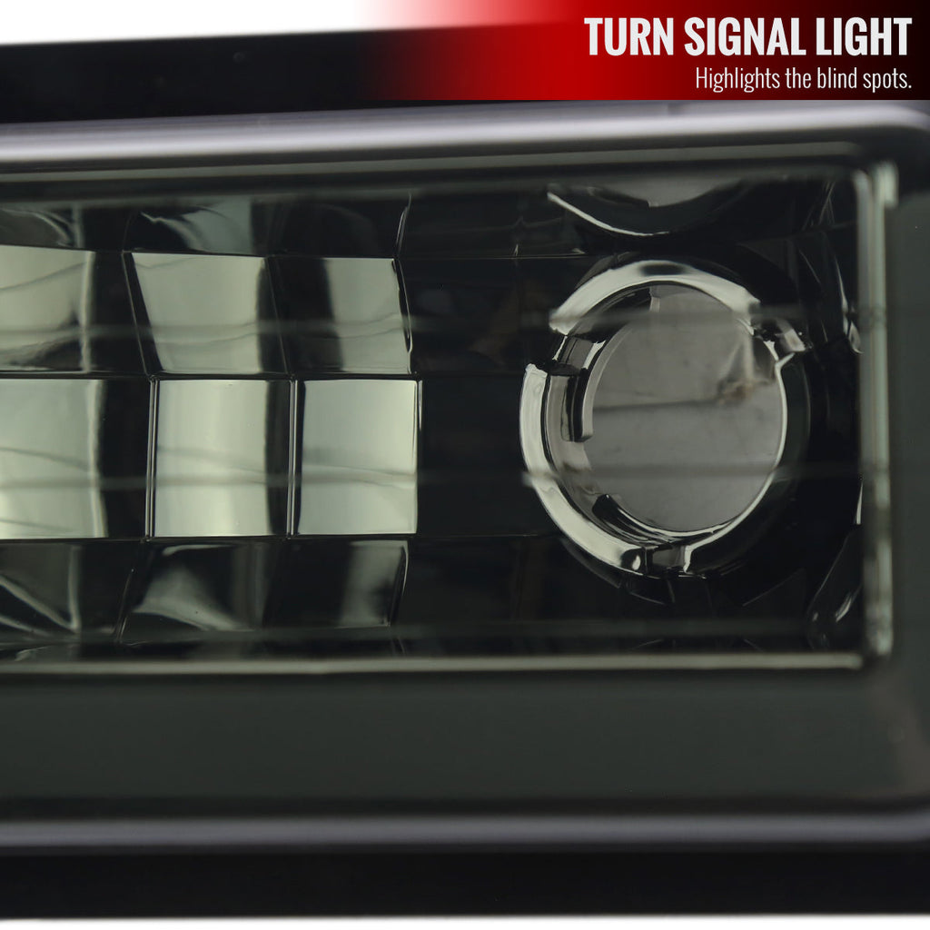 1988-1998 Chevrolet C10 GMC C/K LED Strip Bumper Corner Signal Lights (Chrome Housing/Smoked Lens)