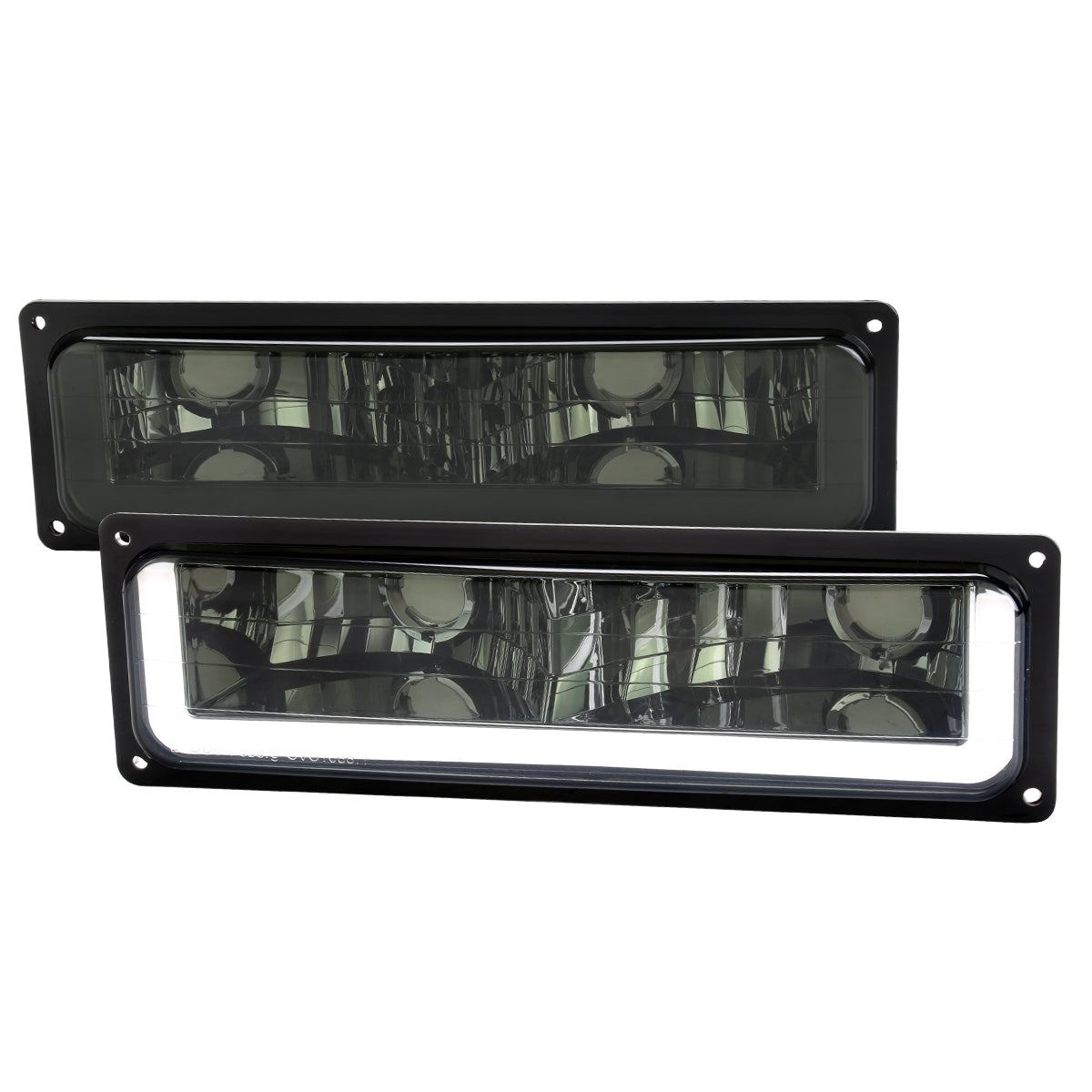 1988-1998 Chevrolet C10 GMC C/K LED Strip Bumper Corner Signal Lights (Chrome Housing/Smoked Lens)