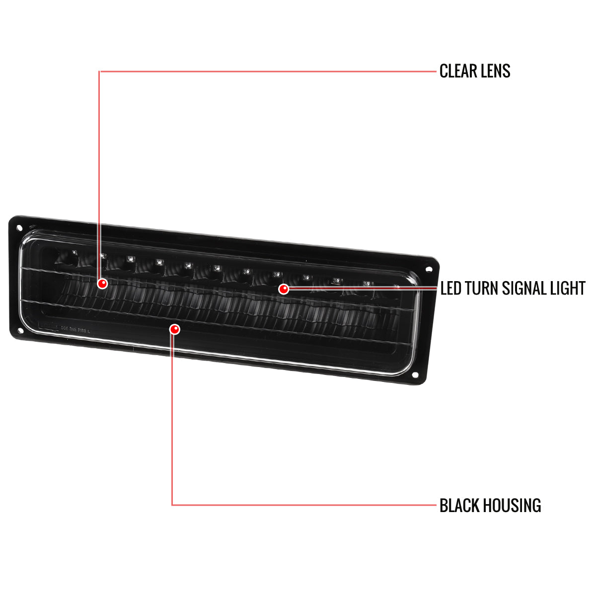 1988-1999 Chevrolet C/K Blazer/Tahoe/Silverado GMC Sierra/Yukon LED Bumper Lights (Matte Black Housing/Clear Lens)