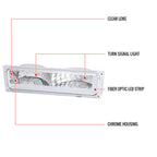 1988-1998 Chevrolet/GMC C10 C/K LED Strip Bumper Corner Signal Lights (Chrome Housing/Clear Lens)