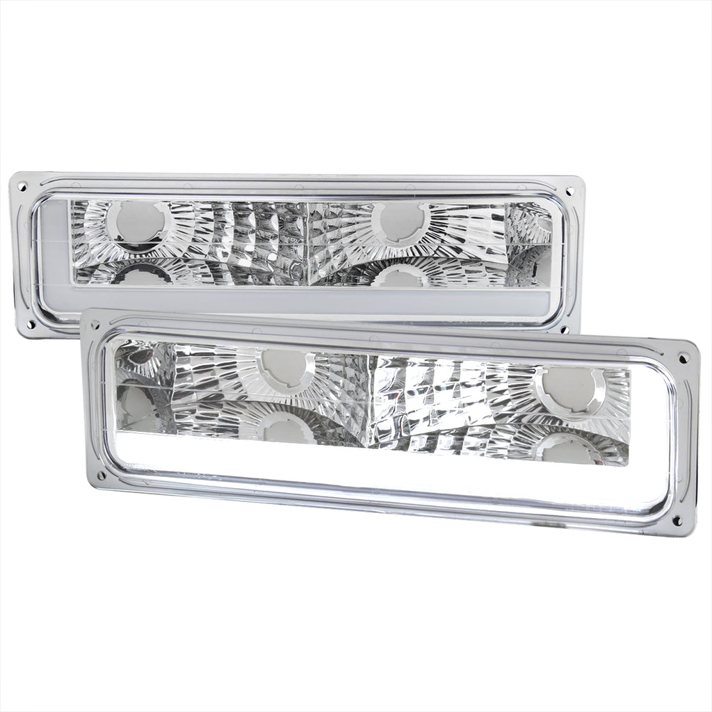 1988-1998 Chevrolet/GMC C10 C/K LED Strip Bumper Corner Signal Lights (Chrome Housing/Clear Lens)