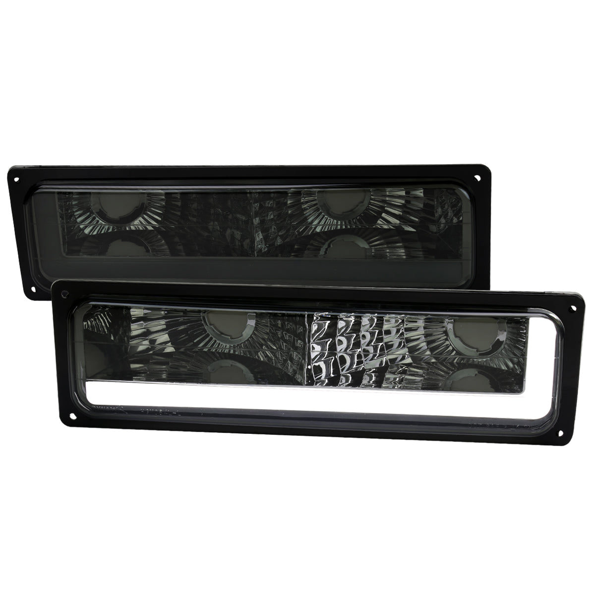 1988-1998 Chevrolet/GMC C10 C/K LED Strip Bumper Corner Signal Lights (Chrome Housing/Smoked Lens)