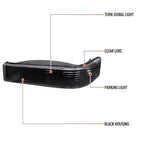 1993-1996 Jeep Grand Cherokee Bumper Signal Lights (Matte Black Housing/Clear Lens)