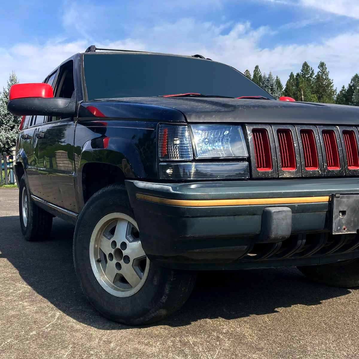1993-1996 Jeep Grand Cherokee Bumper Signal Lights (Matte Black Housing/Clear Lens)