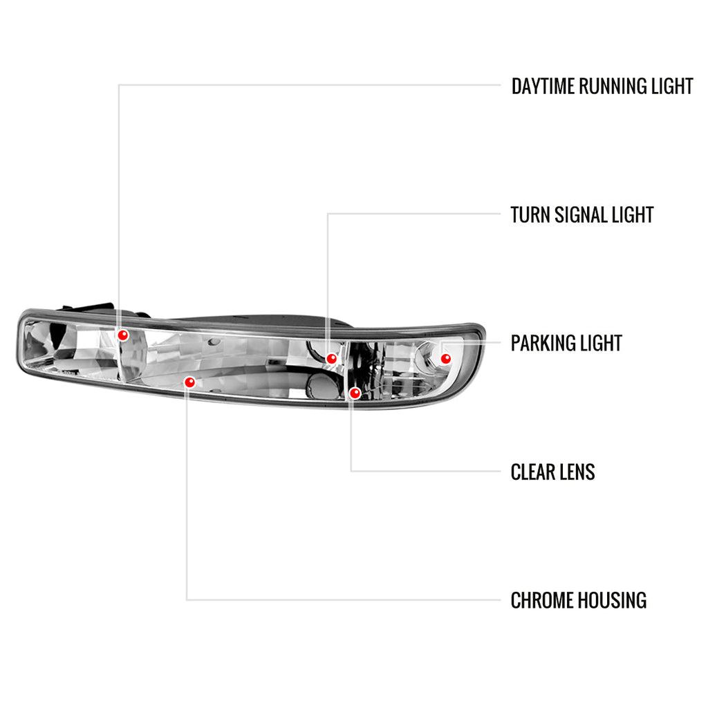 1999-2007 GMC Sierra/Yukon/Yukon XL Bumper Lights (Chrome Housing/Clear Lens)
