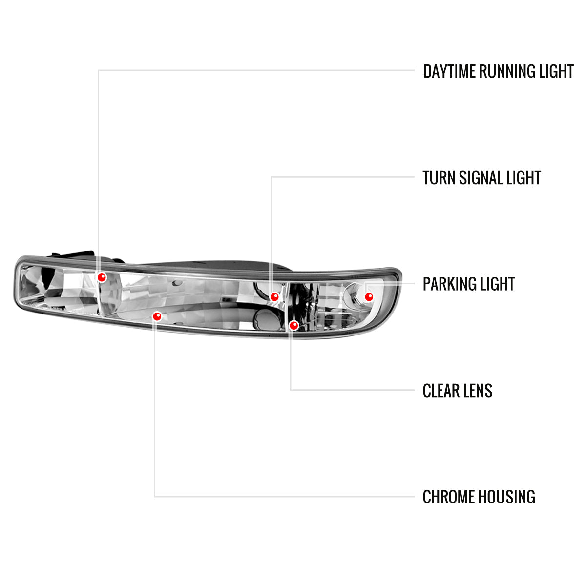 1999-2007 GMC Sierra/Yukon/Yukon XL Bumper Lights (Chrome Housing/Clear Lens)