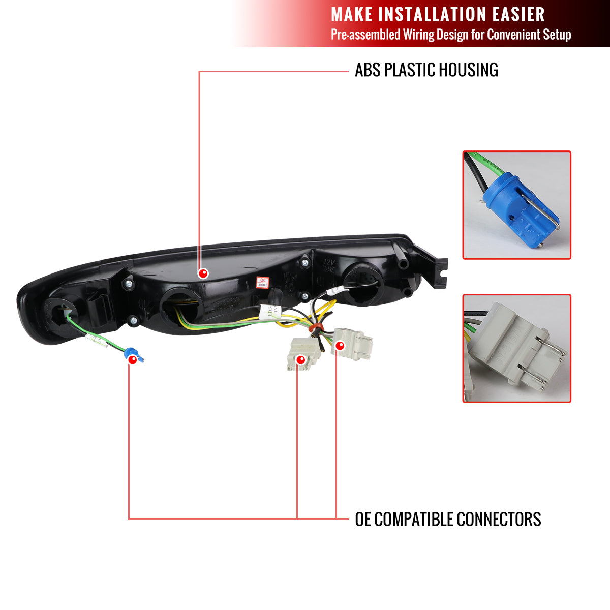 1999-2006 GMC Sierra/ 2000-2006 Yukon/Yukon XL Dual Halo Projector Headlights with LED Sequential Turn Signal Bumper Lights (Glossy Black Housing/Smoked Lens)