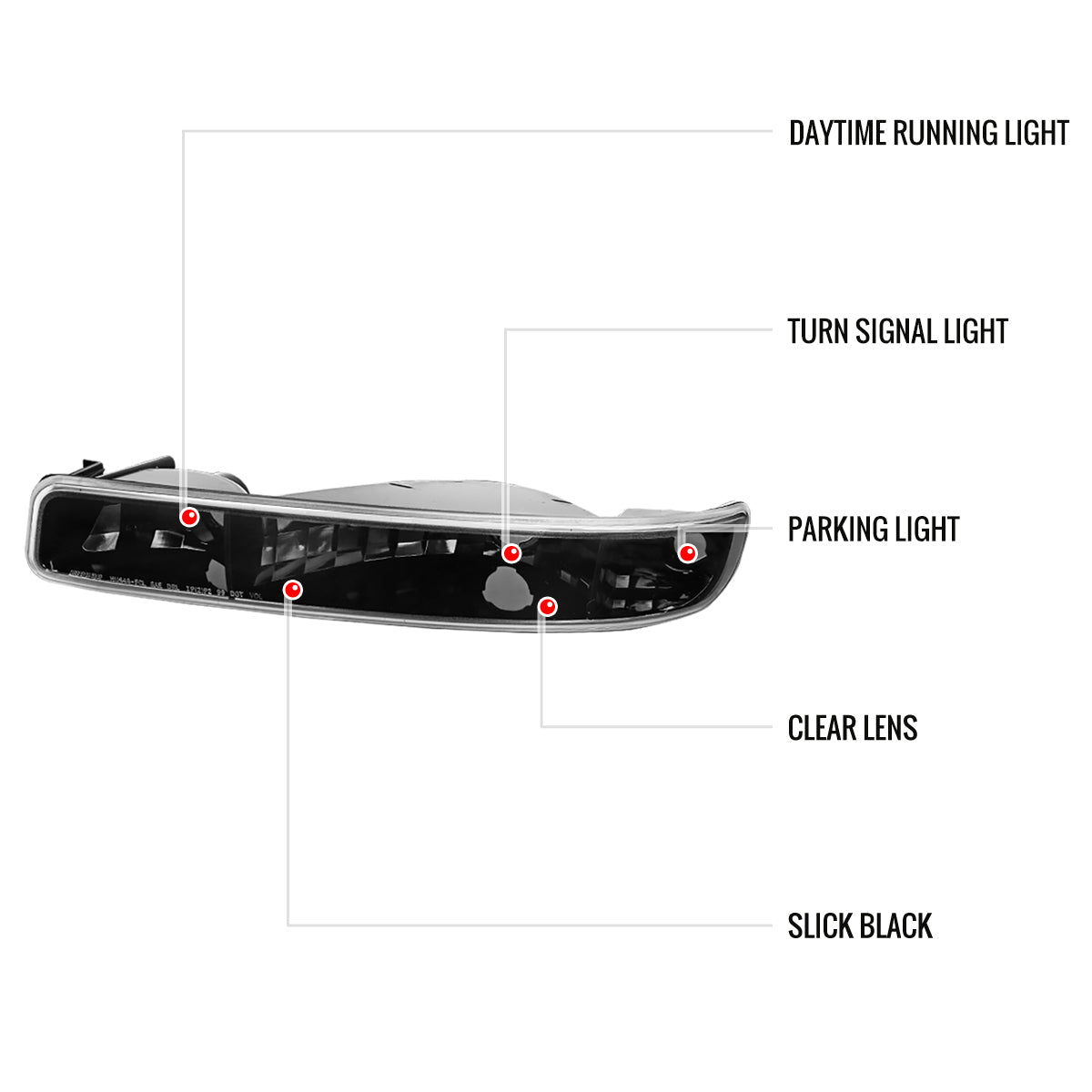 1999-2007 GMC Sierra/Yukon/Yukon XL Bumper Lights (Black Housing/Clear Lens)