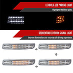 1999-2007 GMC Sierra/Yukon/Yukon XL Bumper Lights w/ Sequential Turn Signal Lights (Chrome Housing/Clear Lens)