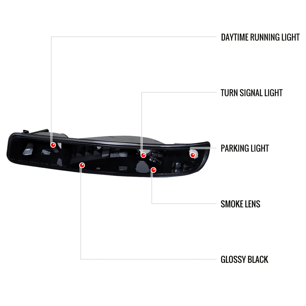1999-2007 GMC Sierra/Yukon/Yukon XL Bumper Lights (Glossy Black Housing/Smoked Lens)