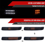 1999-2007 GMC Sierra/Yukon/Yukon XL Bumper Lights w/ Sequential Turn Signal Lights (Glossy Black Housing/Smoked Lens)