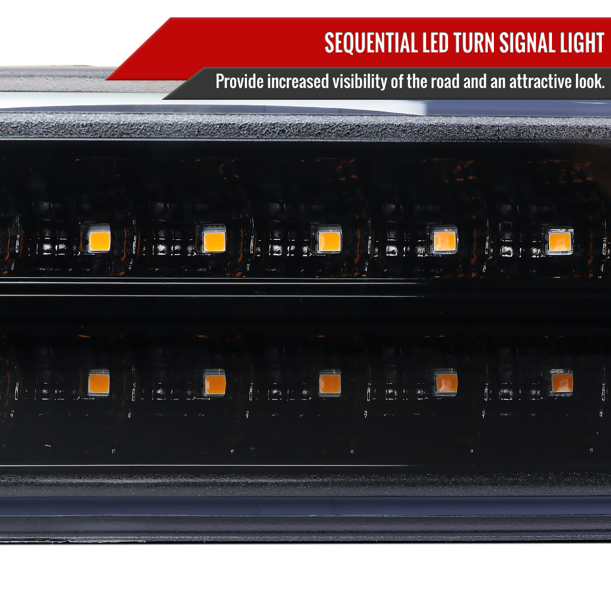 1999-2007 GMC Sierra/Yukon/Yukon XL Bumper Lights w/ Sequential Turn Signal Lights (Glossy Black Housing/Smoked Lens)