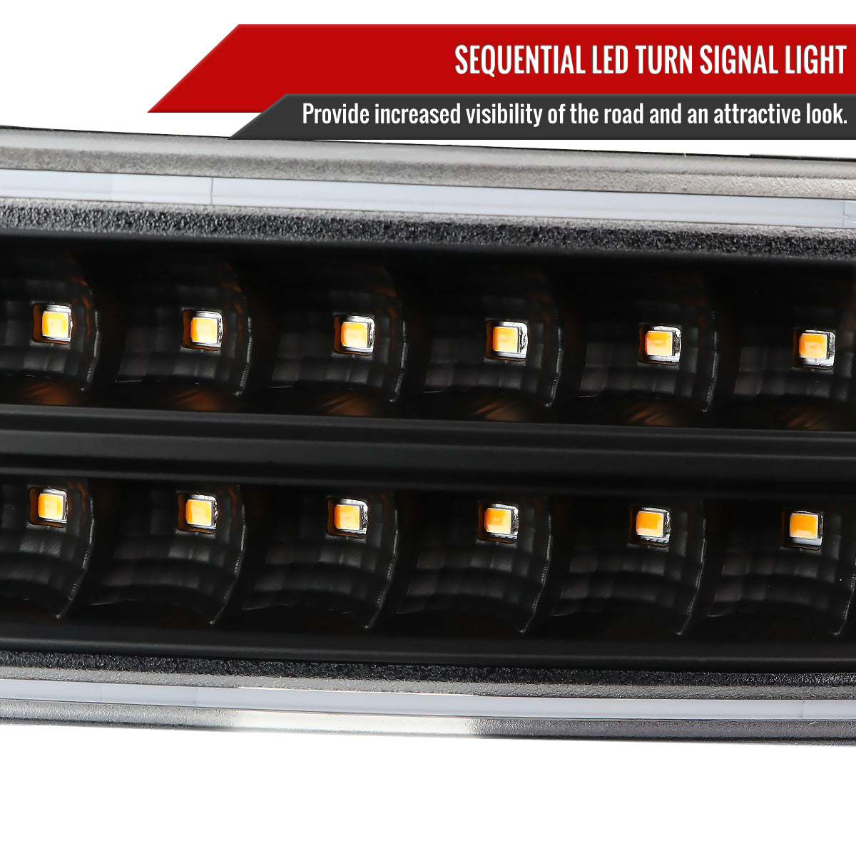1999-2007 GMC Sierra/Yukon/Yukon XL Bumper Lights w/ Sequential Turn Signal Lights (Matte Black Housing/Clear Lens)