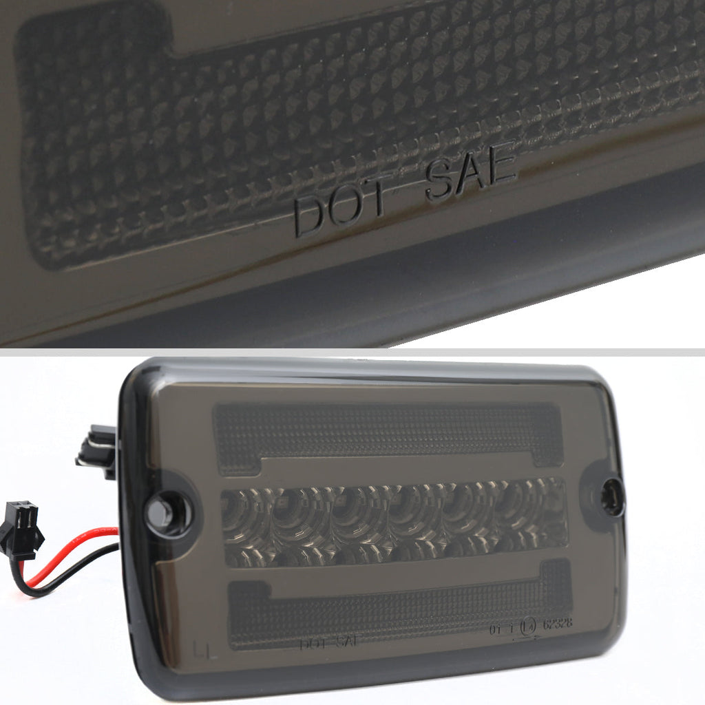 1997-2006 Jeep Wrangler Front Bumper LED Turn Signal Lights (Chrome Housing / Smoked Lens)