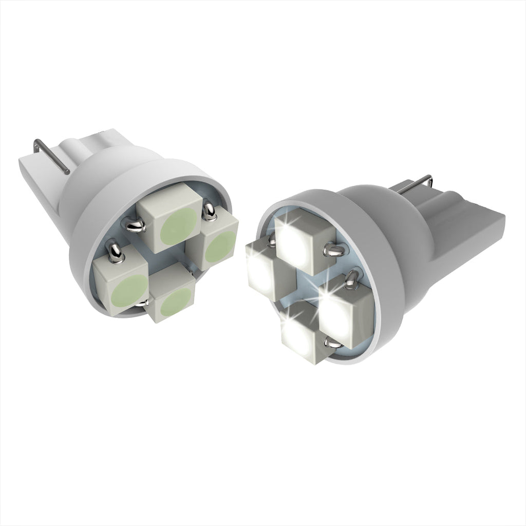 T10 4 SMD Wedge LED License Plate, Side Marker, Lamp Light Bulb - 2PC (White)
