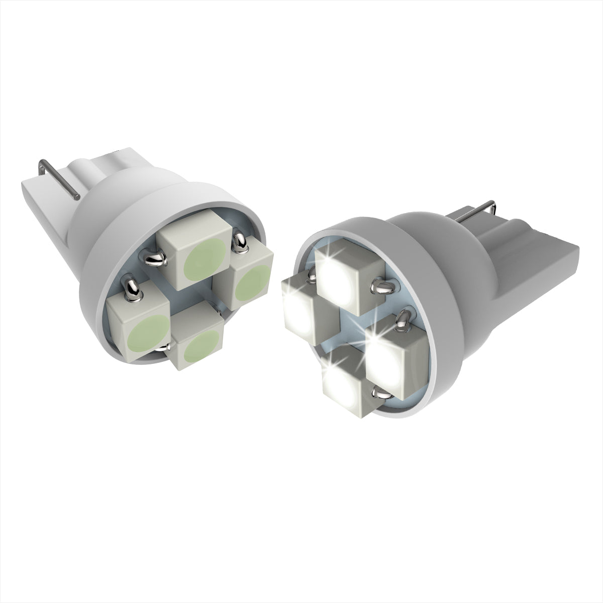T10 4 SMD Wedge LED License Plate, Side Marker, Lamp Light Bulb - 2PC (White)