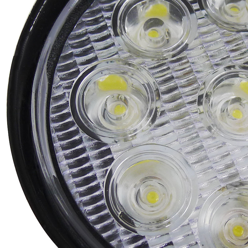 Universal Off Road 6000K Flood Beam 27W 9-LED Round Fog Light - 4PC (Black Aluminum Housing/Glass Lens)