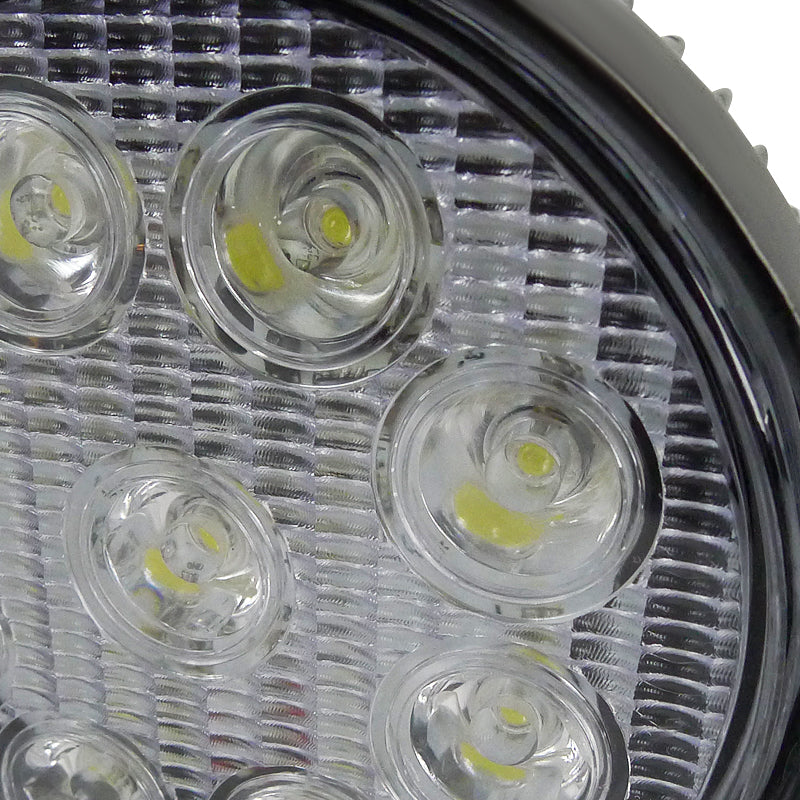 Universal Off Road 6000K Flood Beam 27W 9-LED Round Fog Light - 4PC (Black Aluminum Housing/Glass Lens)