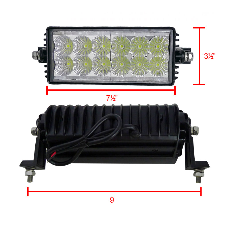 Universal Off Road 6000K Flood Beam 36W 12-LED Fog Light - 4PC (Black Aluminum Housing/Glass Lens)