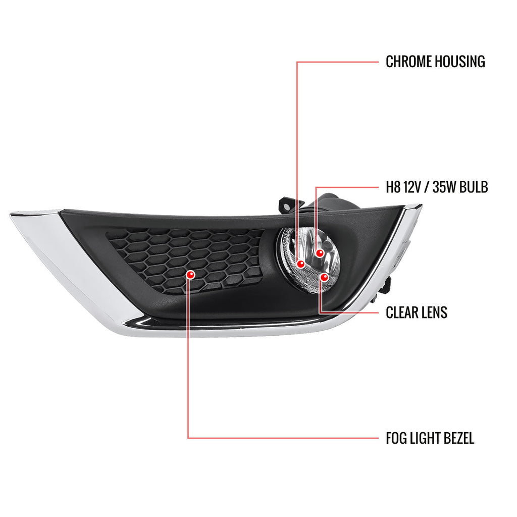 2017-2020 Jeep Compass H8 Fog Lights Kit (Chrome Housing/Clear Lens)