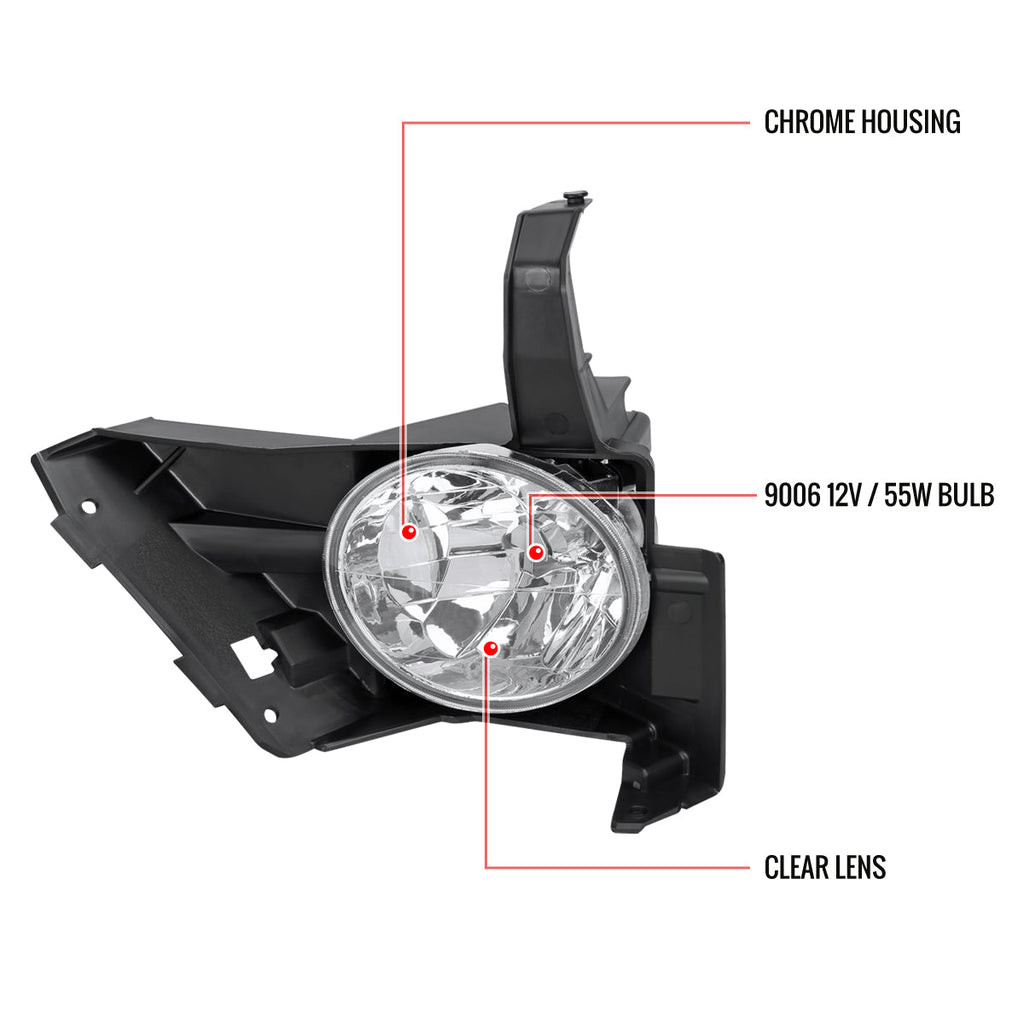 2005-2006 Honda CR-V 9006 Fog Lights Kit w/ Switch & Wiring Harness (Chrome Housing/Clear Lens)