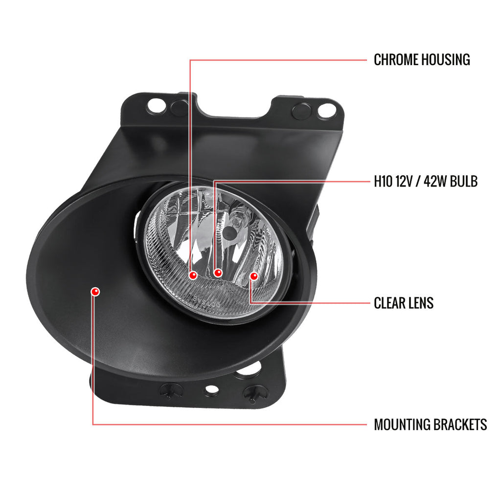 2006-2008 Ford F-150/ Lincoln Mark LT H10 Fog Lights Kit (Chrome Housing/Clear Lens)