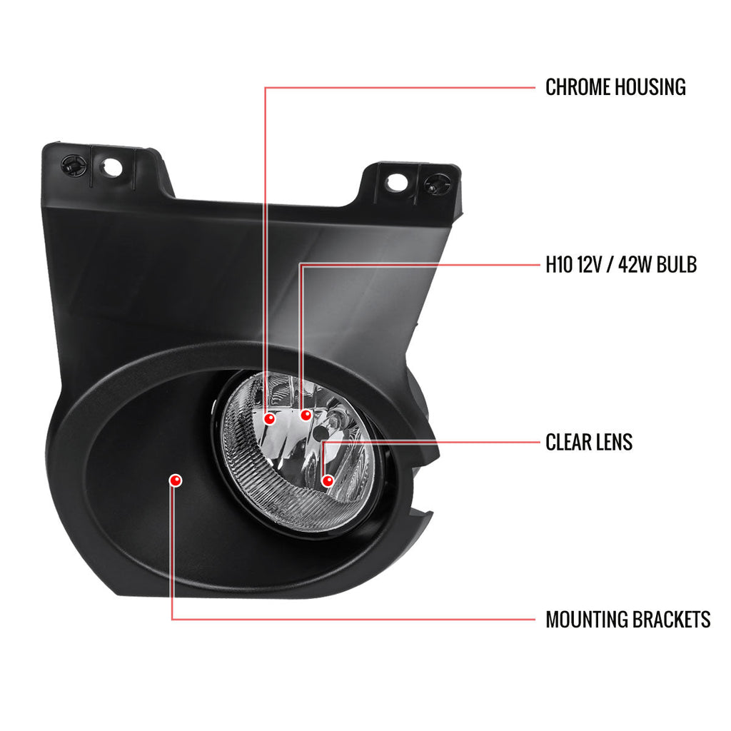 2011-2014 Ford F-150 FX2/ FX4/ King Ranch/ Lariat/ STX H10 Fog Lights Kit (Chrome Housing/Clear Lens)