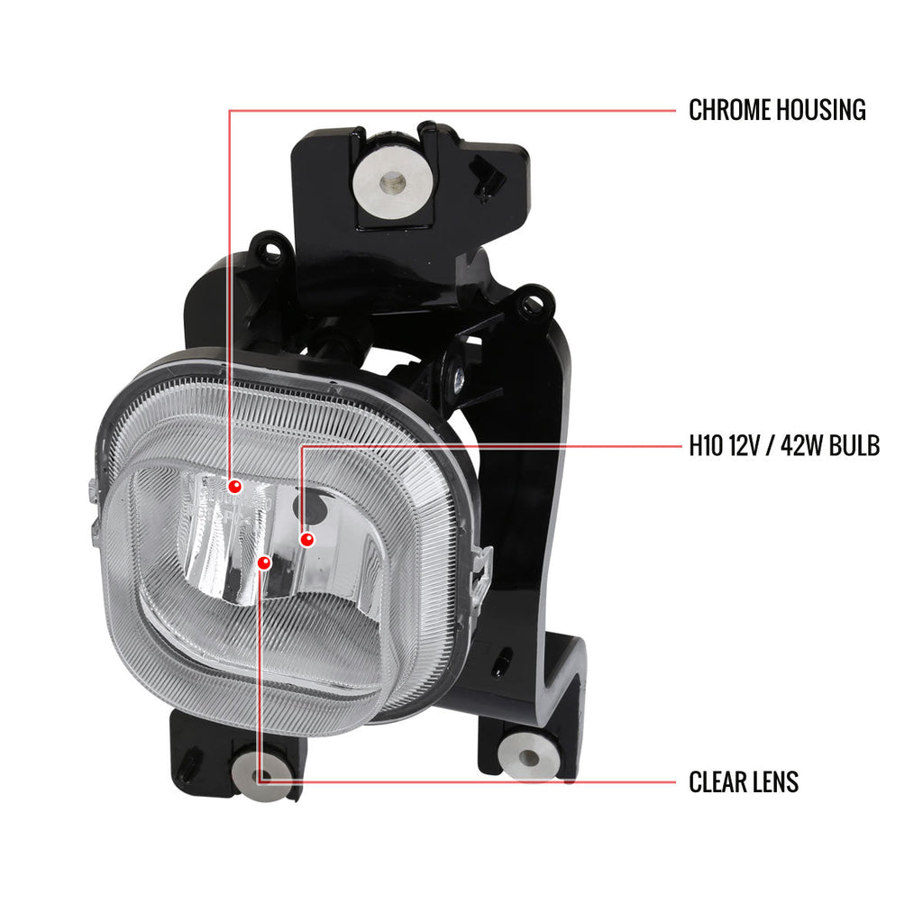 2008-2010 Ford F-250/F-350/F-450/F-550 Super Duty H10 Fog Lights (Chrome Housing/Clear Lens)